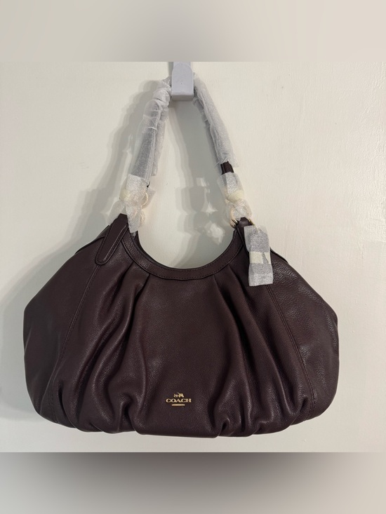 Coach Handbags - Coach Pebbled Leather Shoulder Bag in Plum Brown